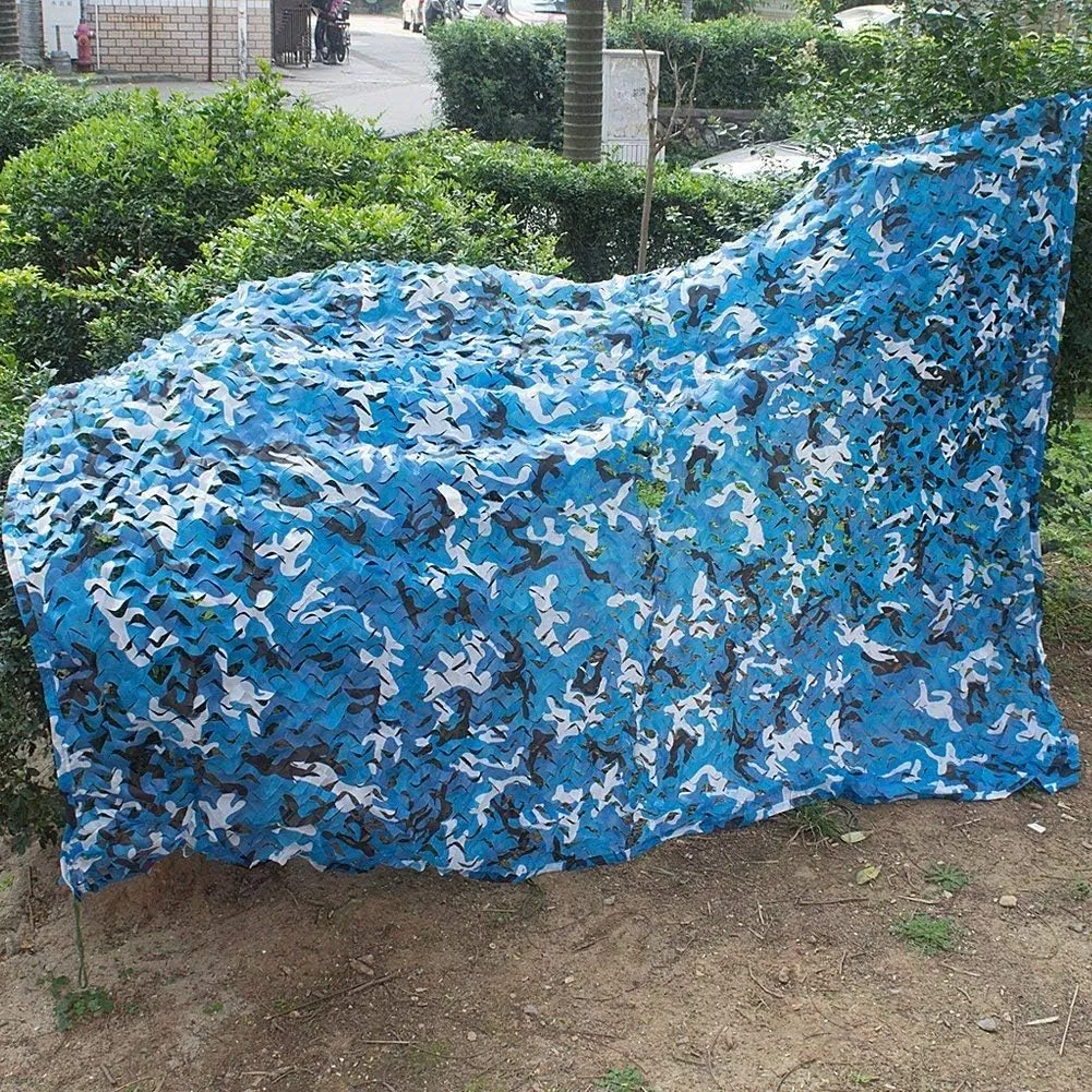 Camouflage Netting Military Woodland Camo Net UV Resistant Shade Blinds for Garden Sunshade Decoration Hunting Blind Shooting Camping Photography Jungle Blue