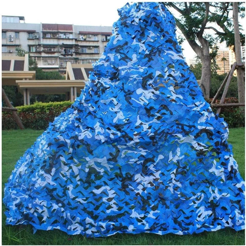 Camouflage Netting Military Woodland Camo Net UV Resistant Shade Blinds for Garden Sunshade Decoration Hunting Blind Shooting Camping Photography Jungle Blue