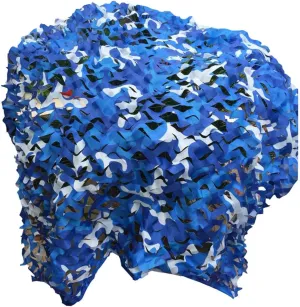 Camouflage Netting Military Woodland Camo Net UV Resistant Shade Blinds for Garden Sunshade Decoration Hunting Blind Shooting Camping Photography Jungle Blue
