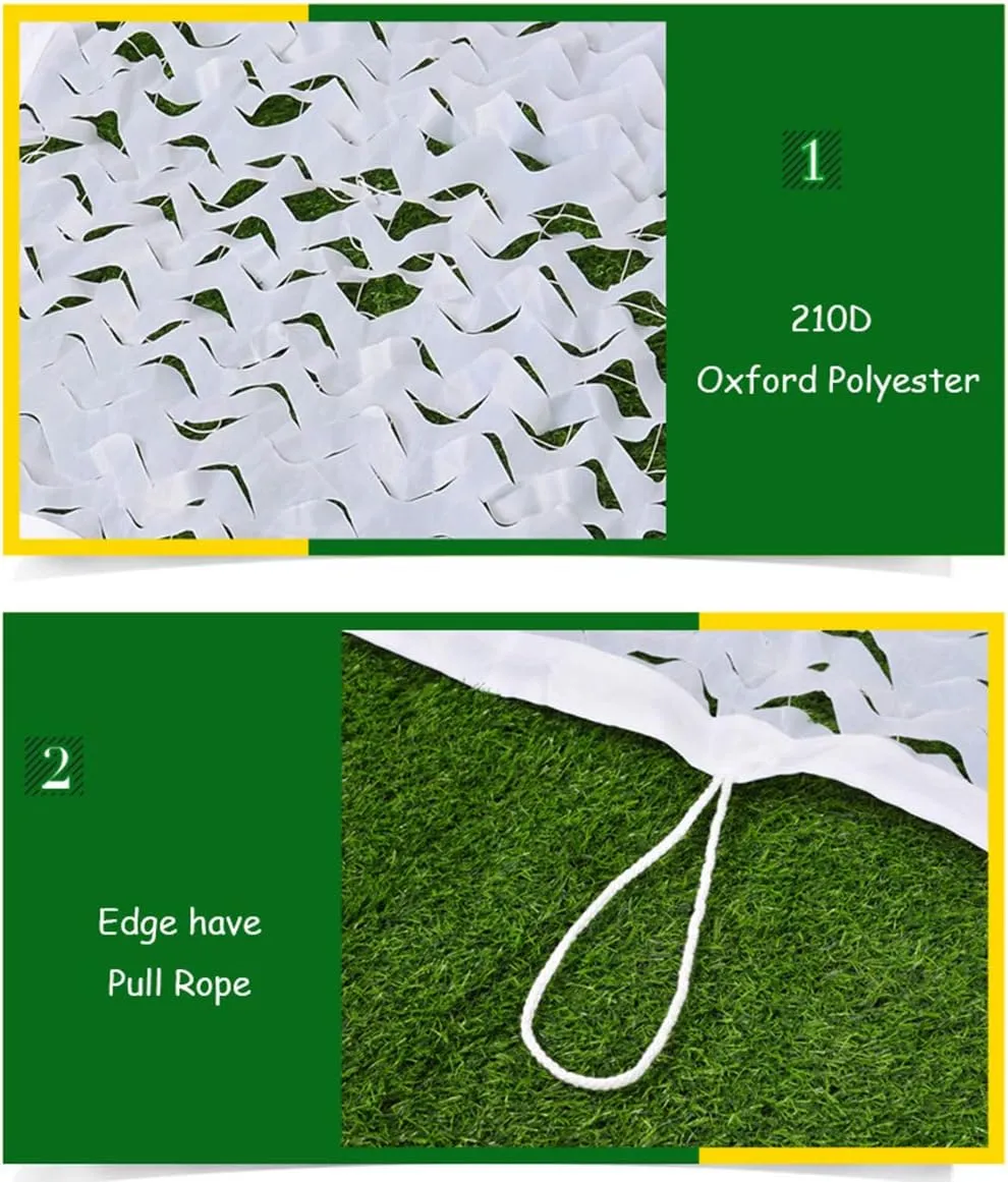 Camouflage Netting UV Resistant Shade Sunscreen Nets Oxford Military Hunting Camo Netting Blinds for Camping Shooting Blind Watching Hide Children Party Decorations - White