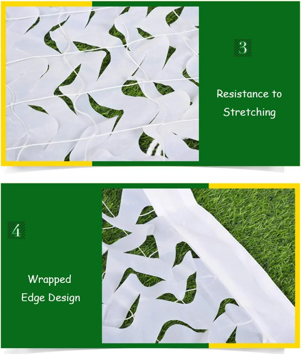 Camouflage Netting UV Resistant Shade Sunscreen Nets Oxford Military Hunting Camo Netting Blinds for Camping Shooting Blind Watching Hide Children Party Decorations - White