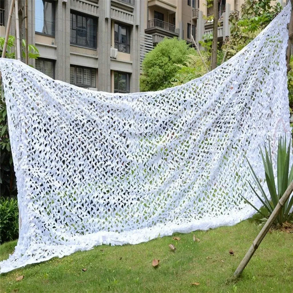 Camouflage Netting UV Resistant Shade Sunscreen Nets Oxford Military Hunting Camo Netting Blinds for Camping Shooting Blind Watching Hide Children Party Decorations - White