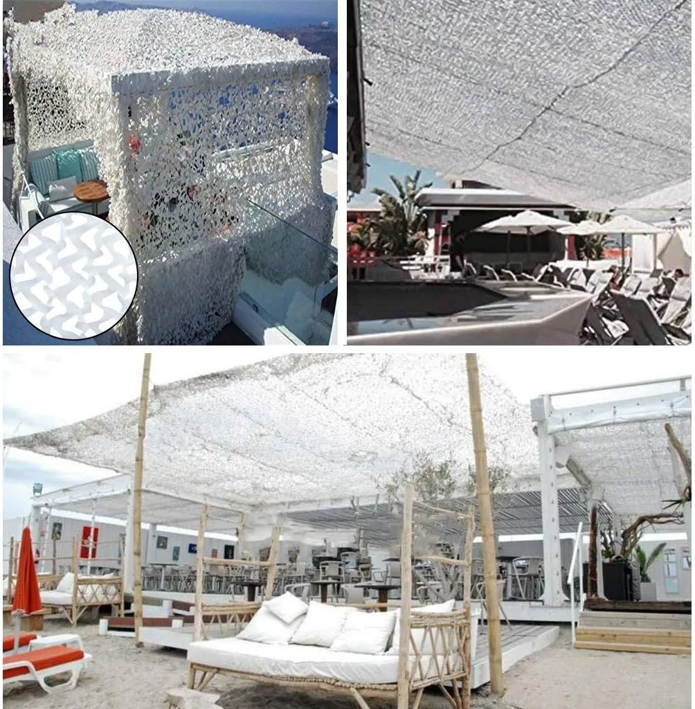 Camouflage Netting UV Resistant Shade Sunscreen Nets Oxford Military Hunting Camo Netting Blinds for Camping Shooting Blind Watching Hide Children Party Decorations - White