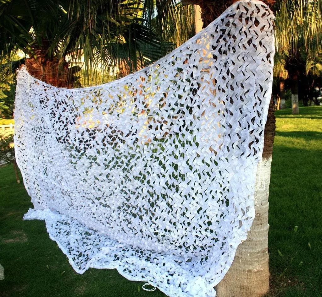 Camouflage Netting,White Camo Net Woodlands Military Netting Cover UV Resistant for Sunshade Camping Shooting Hunting Party Decoration