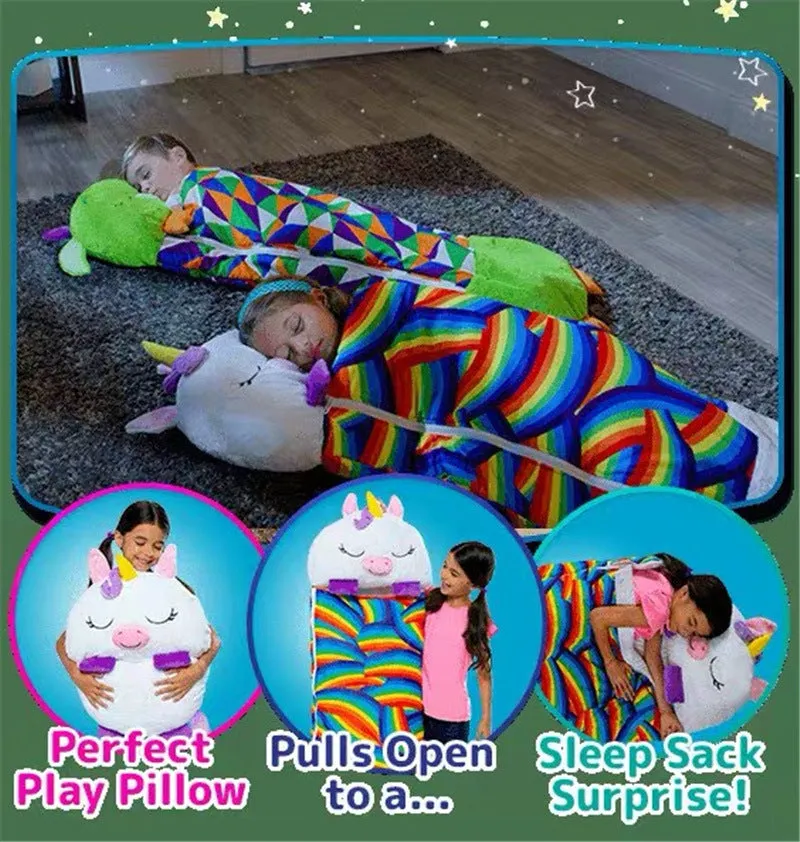 Camping Bed Spread Sleeping Bag with Attached Lazy Pillow 2532