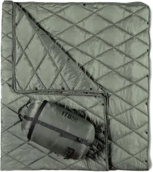 Camping Blanket - Puffy, Packable, Ultra Warm and Lightweight with Snap Button Backpacking Quilt, for Sleeping, Outdoors, Travel, and Indoor Use - Olive Green