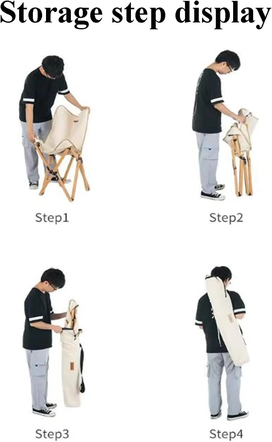 Camping Chairs for Adults Wooden Chair Frame Picnic Chairs Folding Camp Chair Lightweight with Mesh Pocket & Carrying Bag