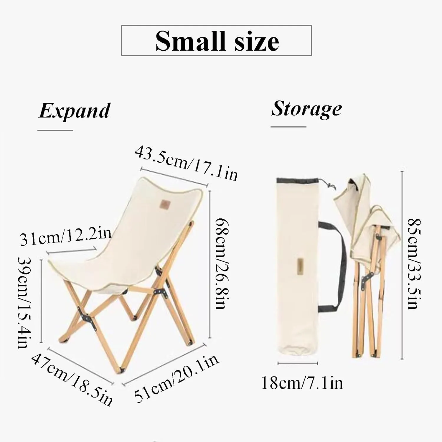 Camping Chairs for Adults Wooden Chair Frame Picnic Chairs Folding Camp Chair Lightweight with Mesh Pocket & Carrying Bag
