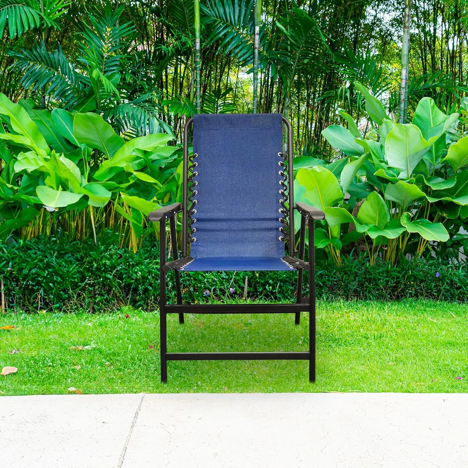 Canopy Suspension Portable Folding Sports Chair with Bungee Suspension and Textaline Fabric, 300 Pound Weight Capacity, Blue