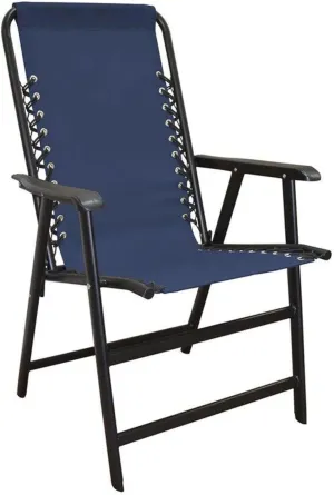 Canopy Suspension Portable Folding Sports Chair with Bungee Suspension and Textaline Fabric, 300 Pound Weight Capacity, Blue