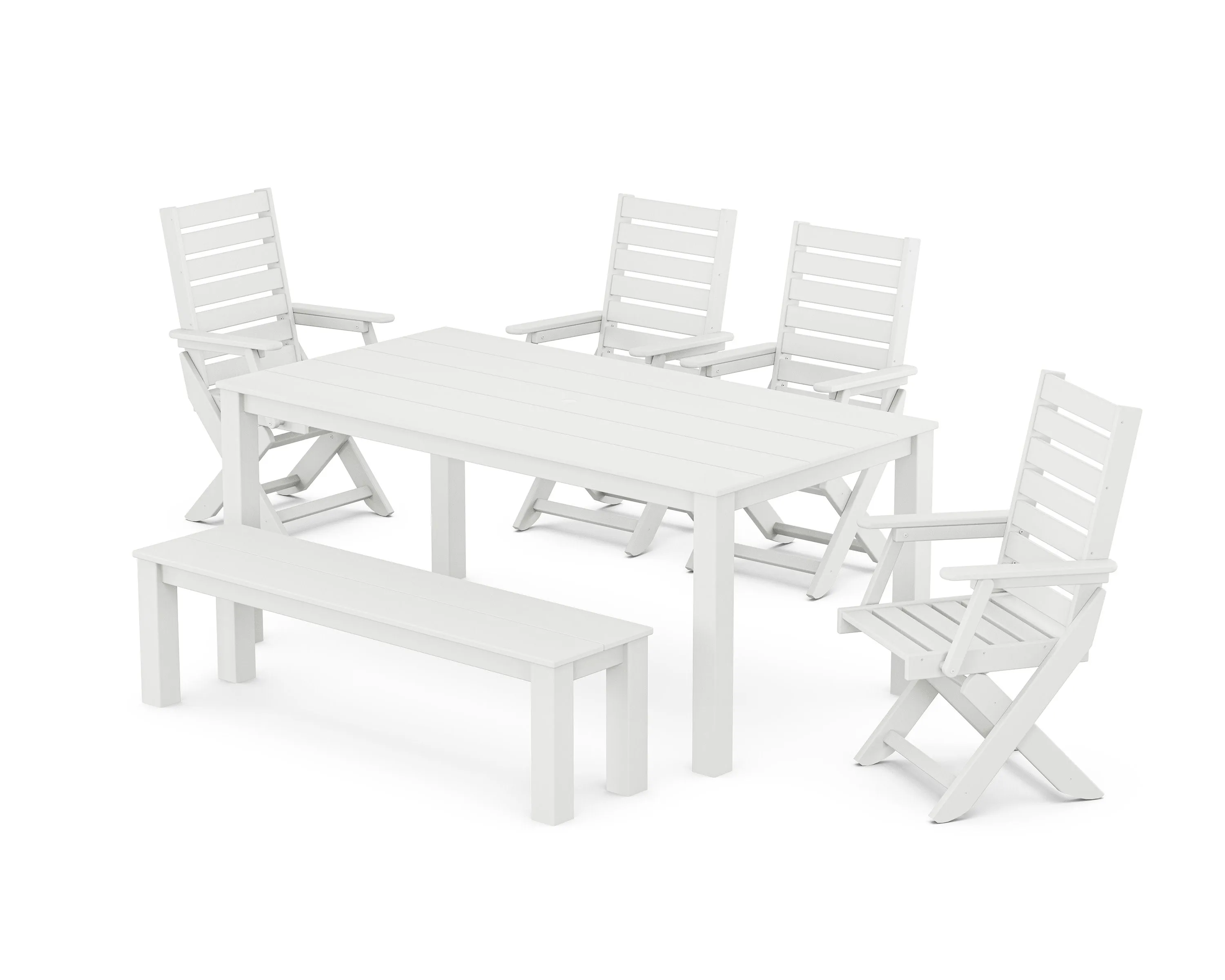 Captain Folding Chair 6-Piece Parsons Dining Set with Bench