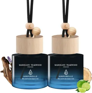 Car Air Freshener Hanging 2 Pack Air Fresheners Diffuser - Mahogany Teakwood Fragrance Oil Air Diffuser for Car, 45  days Long Lasting Fragrance, Two 0.27 FL OZ/8ML Made in USA
