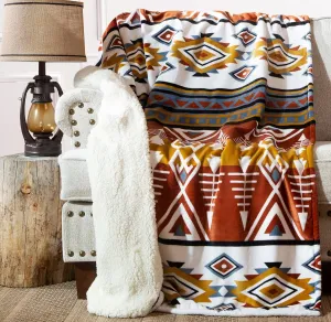 CARSTENS, INC. Ultra Premium Super Soft Plush Sherpa Fleece Oversized Throw Blanket 54" x 68", Arrowhead Earth