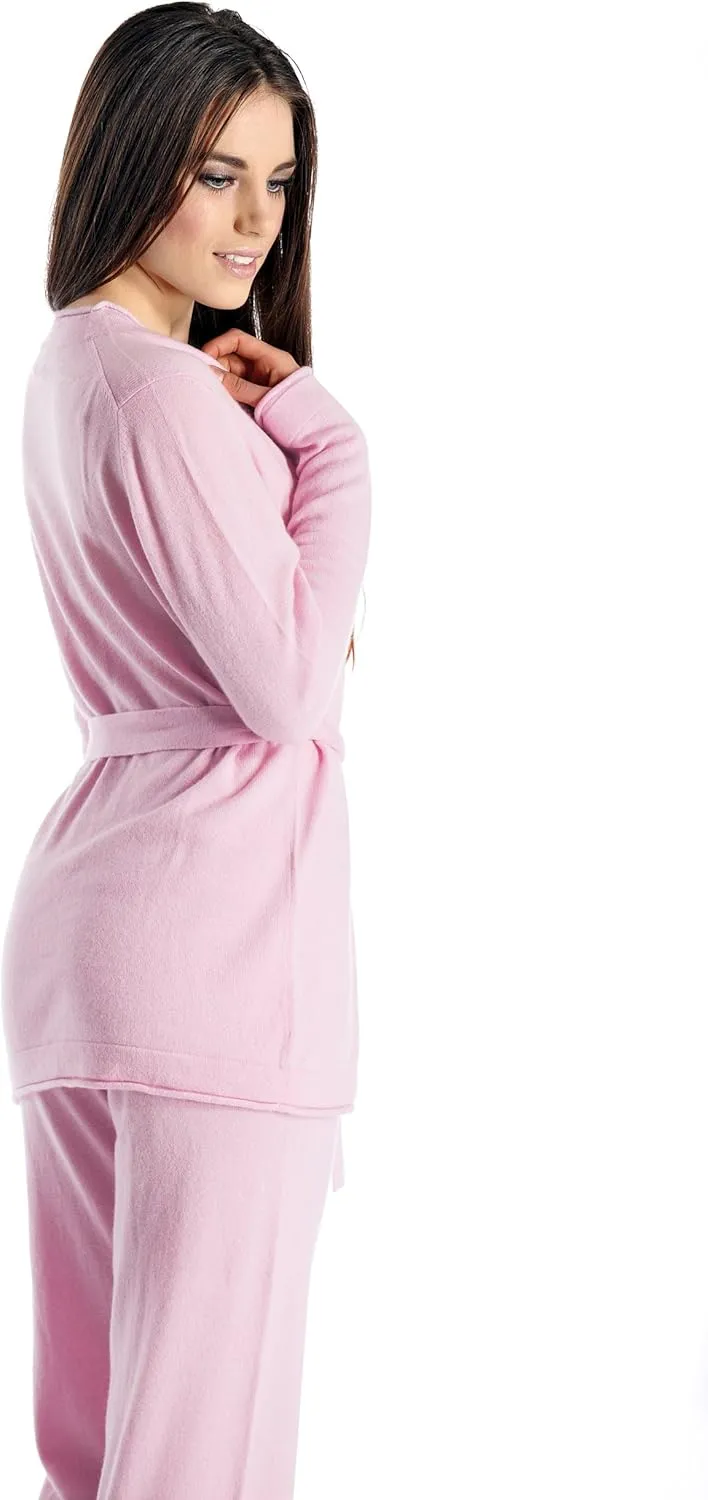 Cashmere Boutique 100% Pure Cashmere Lounge Pajamas Sets for Women - Long Sleeve, Classic Style, Lightweight, Soft and Warm