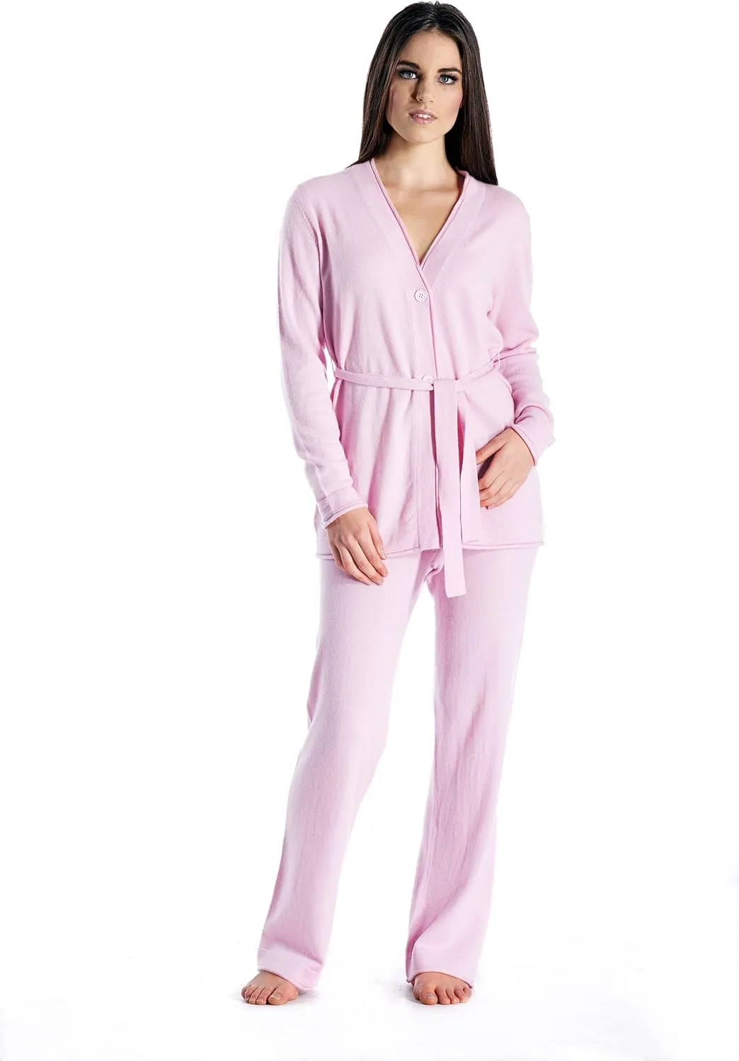Cashmere Boutique 100% Pure Cashmere Lounge Pajamas Sets for Women - Long Sleeve, Classic Style, Lightweight, Soft and Warm