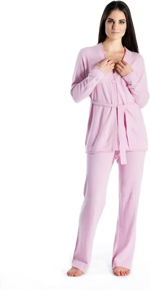 Cashmere Boutique 100% Pure Cashmere Lounge Pajamas Sets for Women - Long Sleeve, Classic Style, Lightweight, Soft and Warm