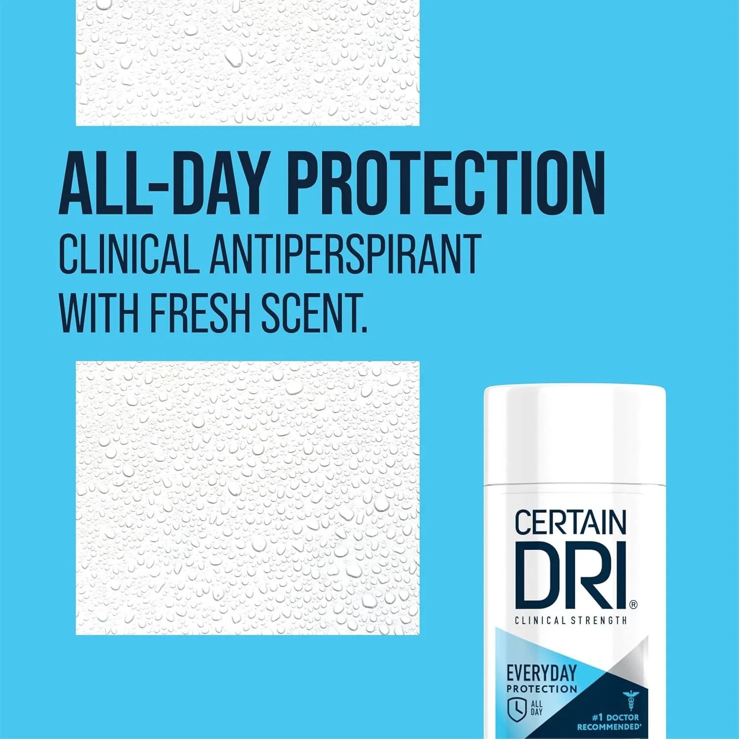 Certain Dri Everyday Strength Clinical Solid Antiperspirant – 72HR Sweat & Odor Protection for Men & Women, Hyperhidrosis Treatment, Fresh Scent, #1 Doctor Recommended, (2.6oz, 3 Pack)