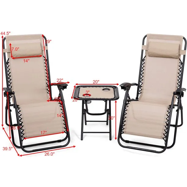 Chairs Pillows Table Portable Folding in Beige