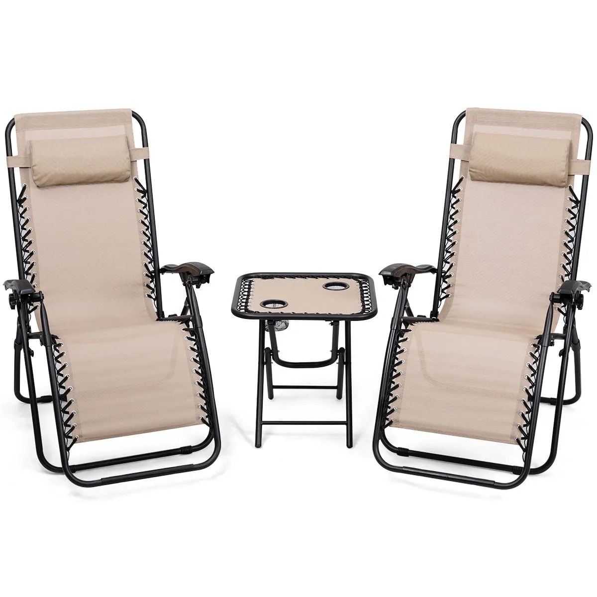 Chairs Pillows Table Portable Folding in Beige