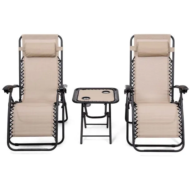 Chairs Pillows Table Portable Folding in Beige