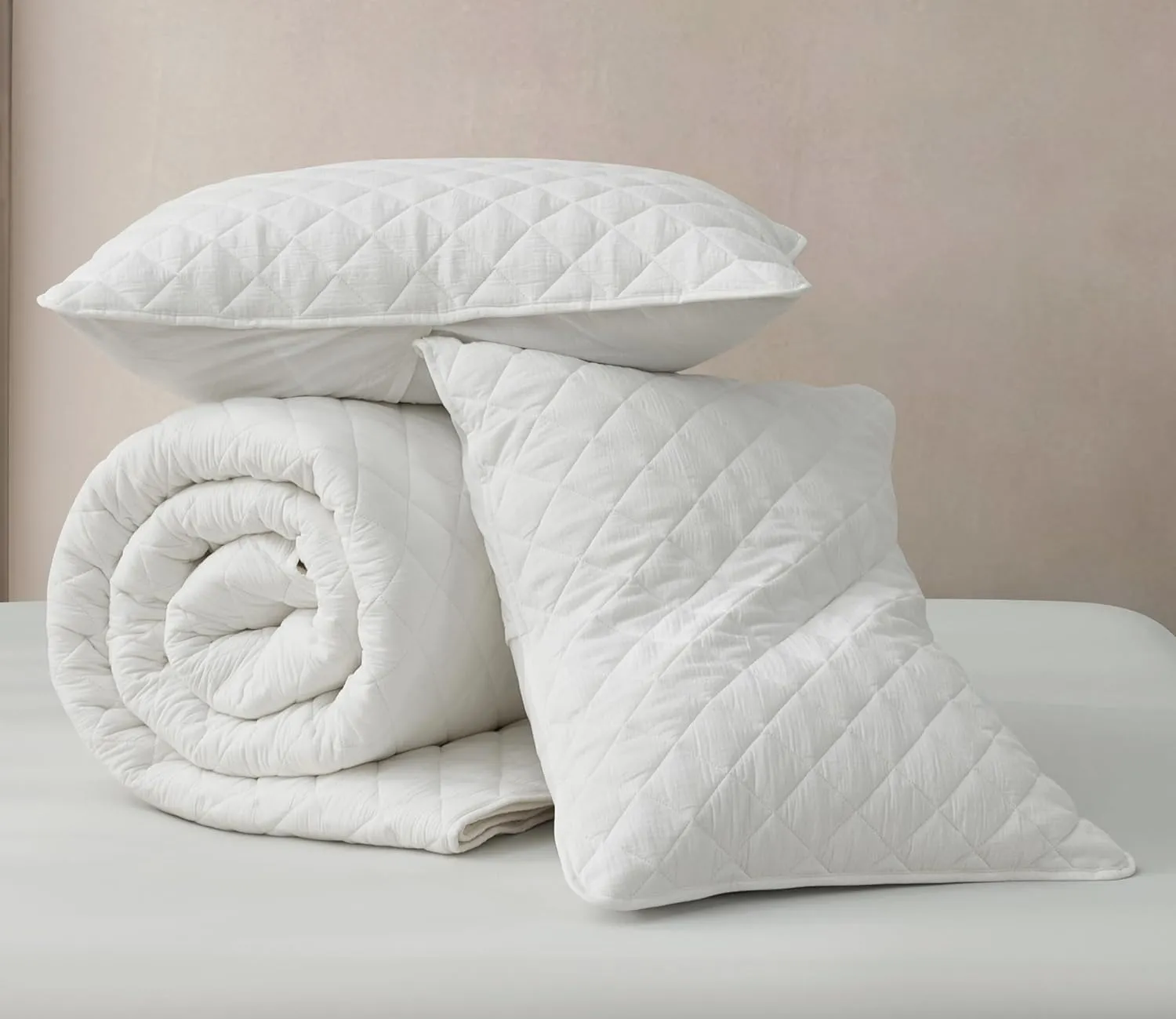 Chezmoi Collection 3-Piece Cotton Gauze King Quilt Set, White Soft Washed Cotton Gauze Bedspread, Lightweight Breathable Reversible 180GSM Fill for All Season