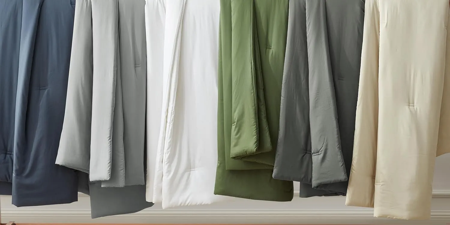 Chezmoi Collection Cliff 3-Piece Lightweight Cooling Comforter Set, Oversized King - Rayon Derived from Bamboo & Polyester Blended, Soft Breathable Bedding for Hot Sleepers, Olive Green