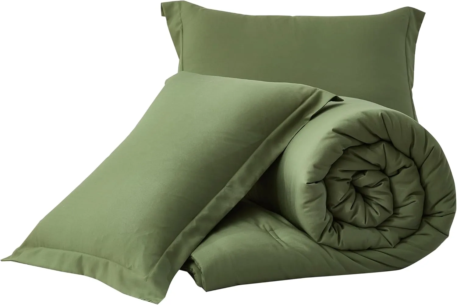 Chezmoi Collection Cliff 3-Piece Lightweight Cooling Comforter Set, Oversized King - Rayon Derived from Bamboo & Polyester Blended, Soft Breathable Bedding for Hot Sleepers, Olive Green