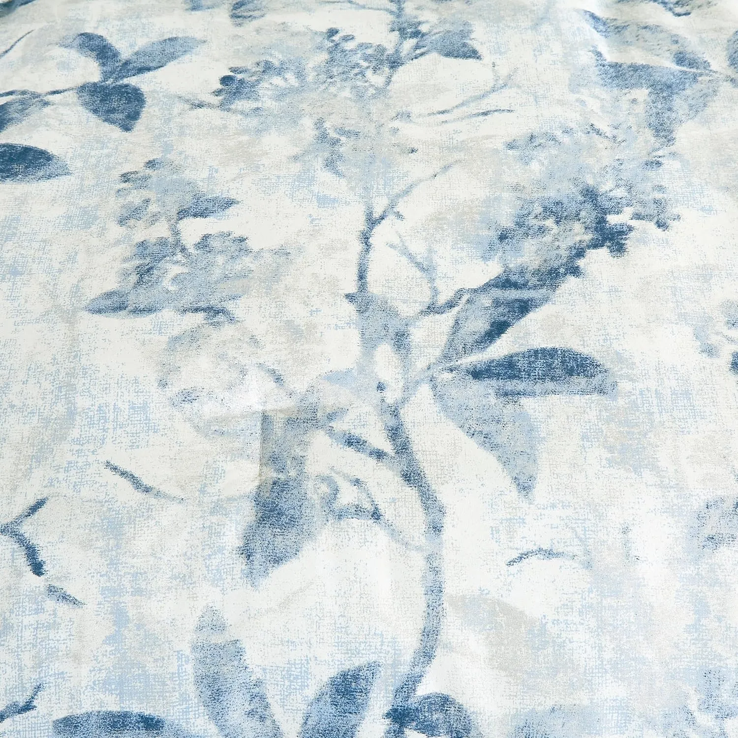 Chezmoi Collection Monica 3-Piece Boho Floral Comforter Set, Queen - Blue Gray White Tropical Flower Textured Printed Microfiber Lightweight Bedding Set
