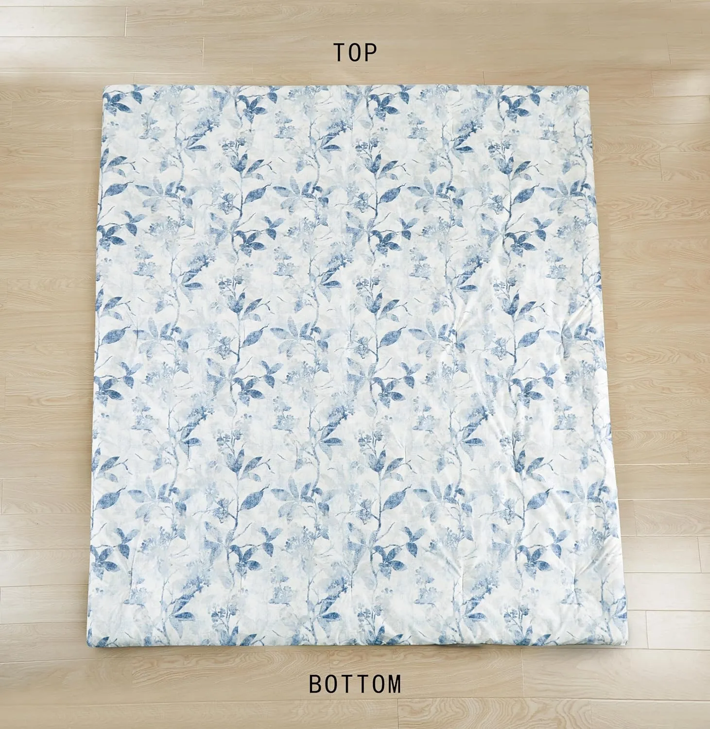 Chezmoi Collection Monica 3-Piece Boho Floral Comforter Set, Queen - Blue Gray White Tropical Flower Textured Printed Microfiber Lightweight Bedding Set