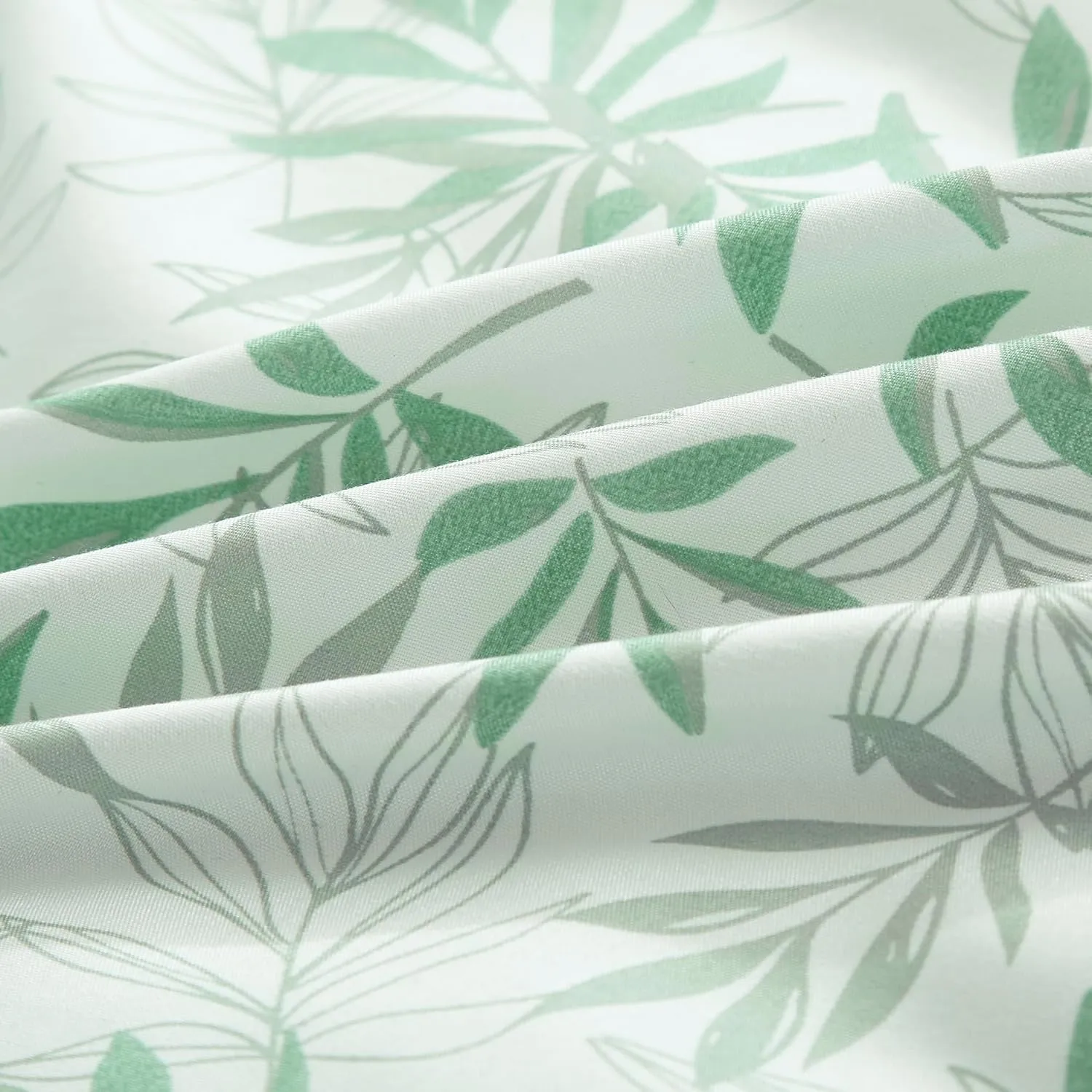 Chezmoi Collection Venus 3-Piece Floral Leaves Comforter Set Queen - Green White Leaves Printed Microfiber Lightweight Bedding Set for All Season