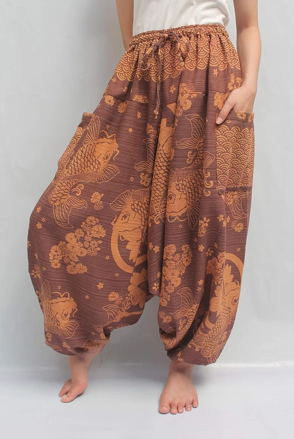 ChiangmaiThaiShop 100% Cotton Baggy Boho Aladin Yoga Harem Pants