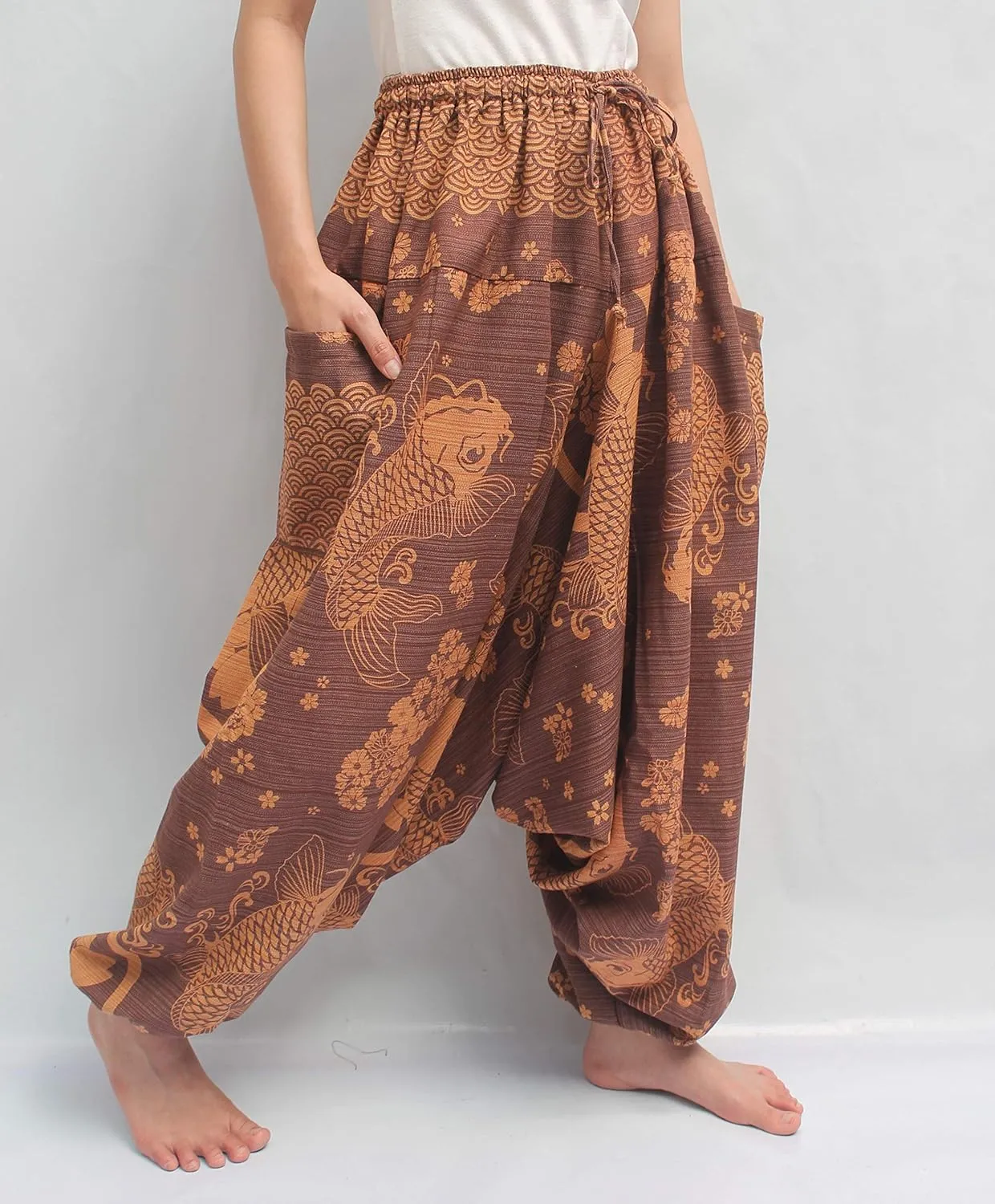 ChiangmaiThaiShop 100% Cotton Baggy Boho Aladin Yoga Harem Pants