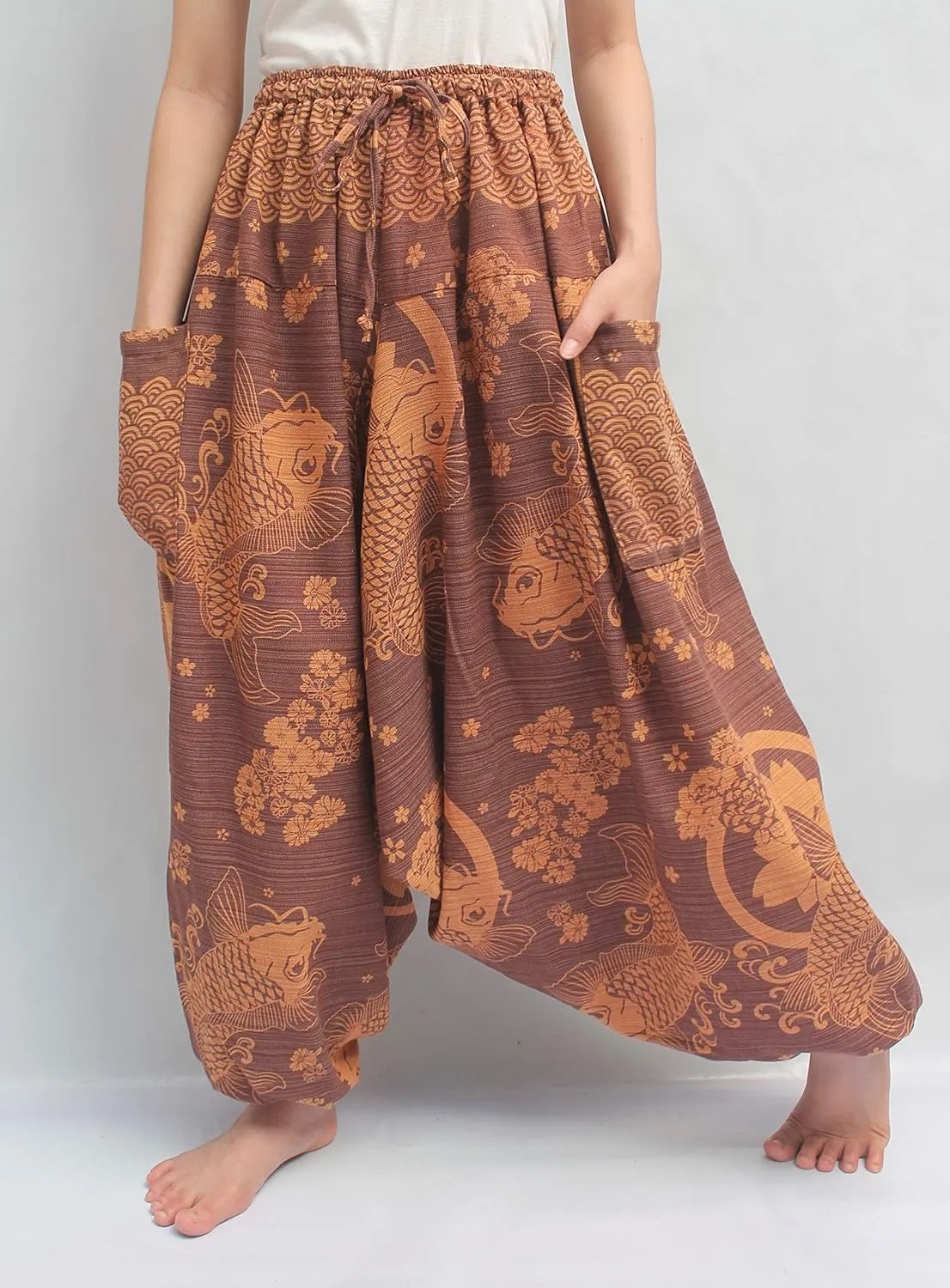 ChiangmaiThaiShop 100% Cotton Baggy Boho Aladin Yoga Harem Pants