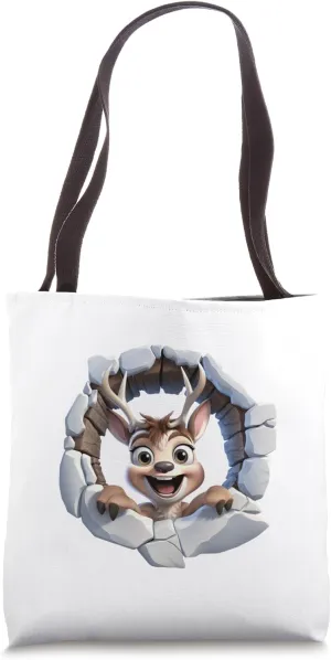 Christmas Break Through - Reindeer - Funny Holiday Season Tote Bag