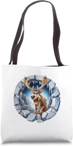 Christmas Break Through - Reindeer - Funny Holiday Season Tote Bag