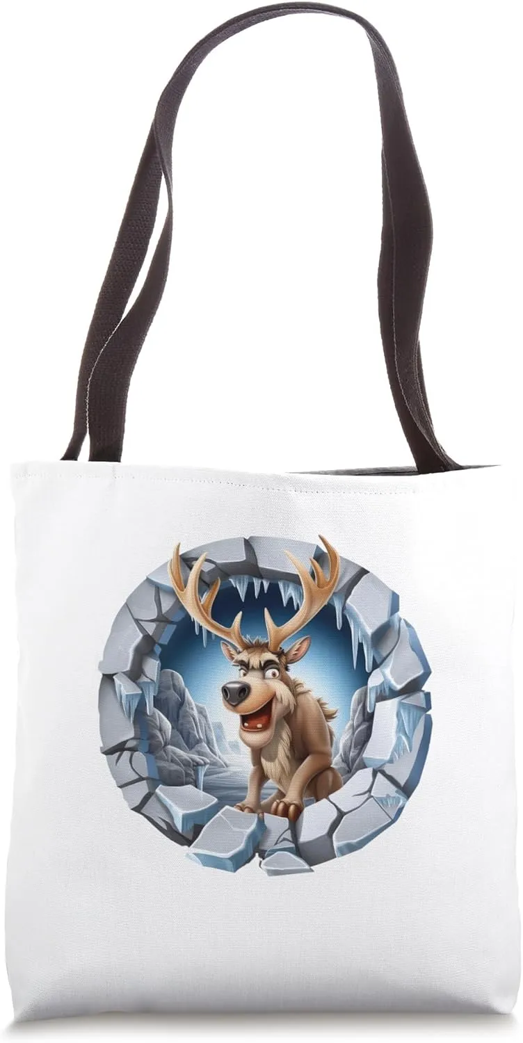 Christmas Break Through - Reindeer - Funny Holiday Season Tote Bag