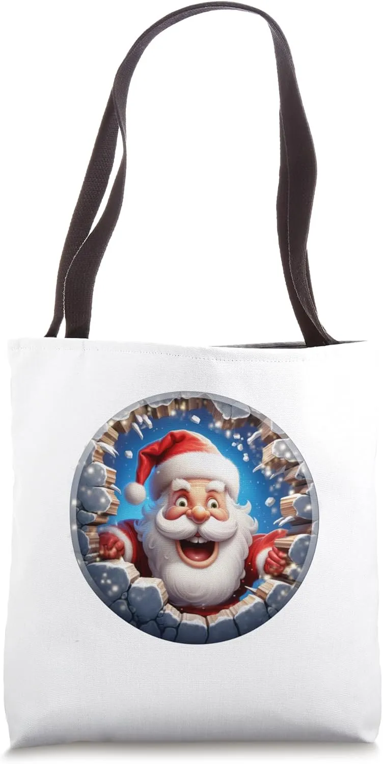 Christmas Break Through - Santa Claus - Funny Holiday Season Tote Bag
