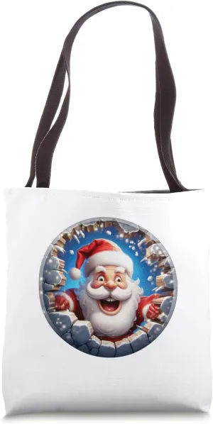 Christmas Break Through - Santa Claus - Funny Holiday Season Tote Bag