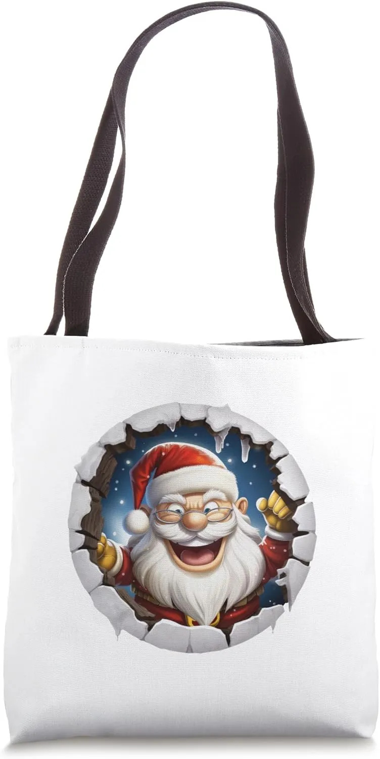 Christmas Break Through - Santa - Funny Holiday Season Tote Bag