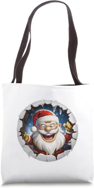 Christmas Break Through - Santa - Funny Holiday Season Tote Bag