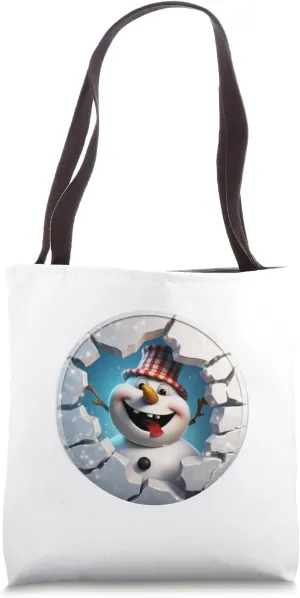 Christmas Break Through - Snowman - Funny Holiday Season Tote Bag