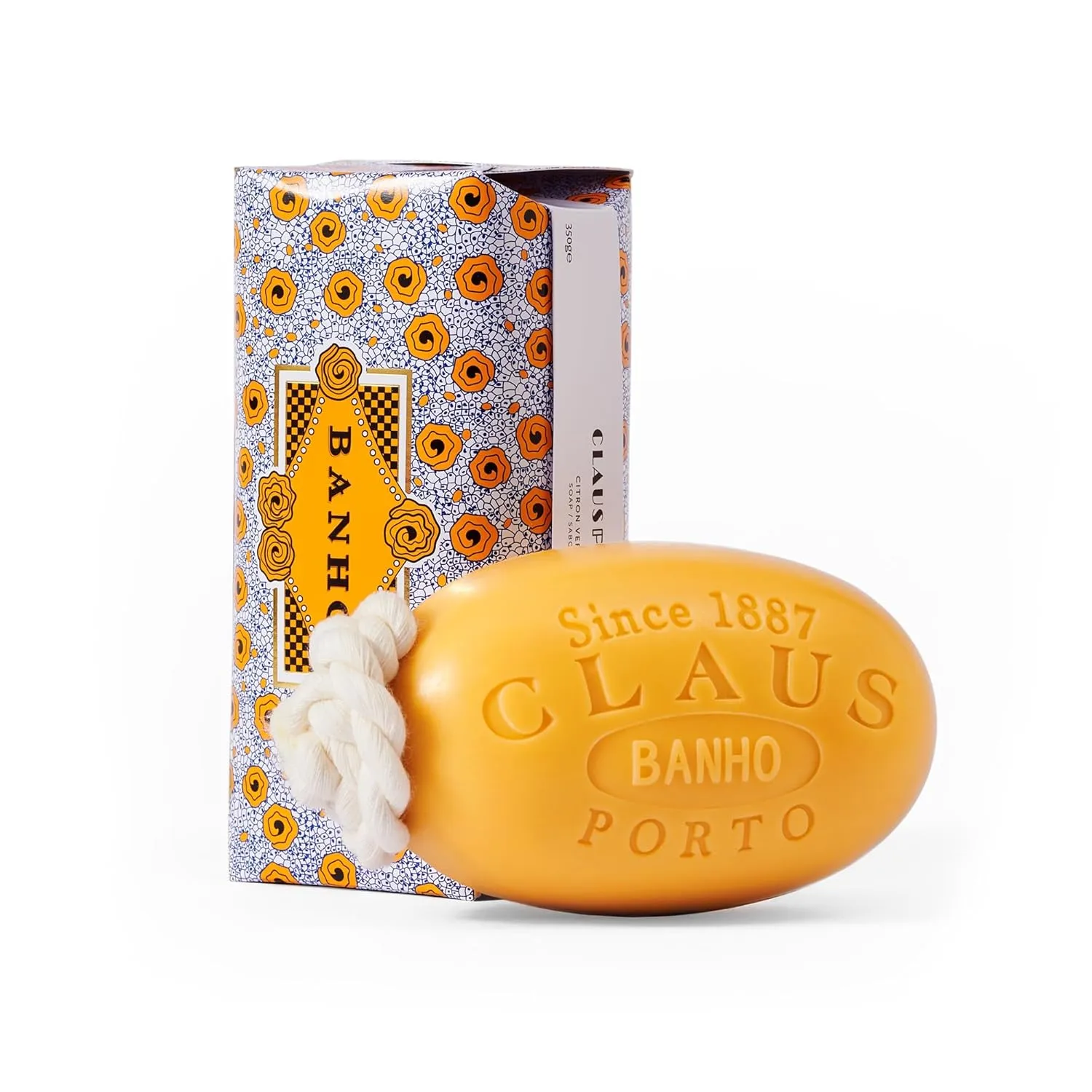 Claus Porto - Banho Citron Verbena Soap on a Rope | Fresh Scent with Lemon | Grape Seed, Argan   Vegetable Oil Base | Rich, Creamy Body Soap for Men   Women | Handcrafted, Long Lasting (350g | 12.4oz)
