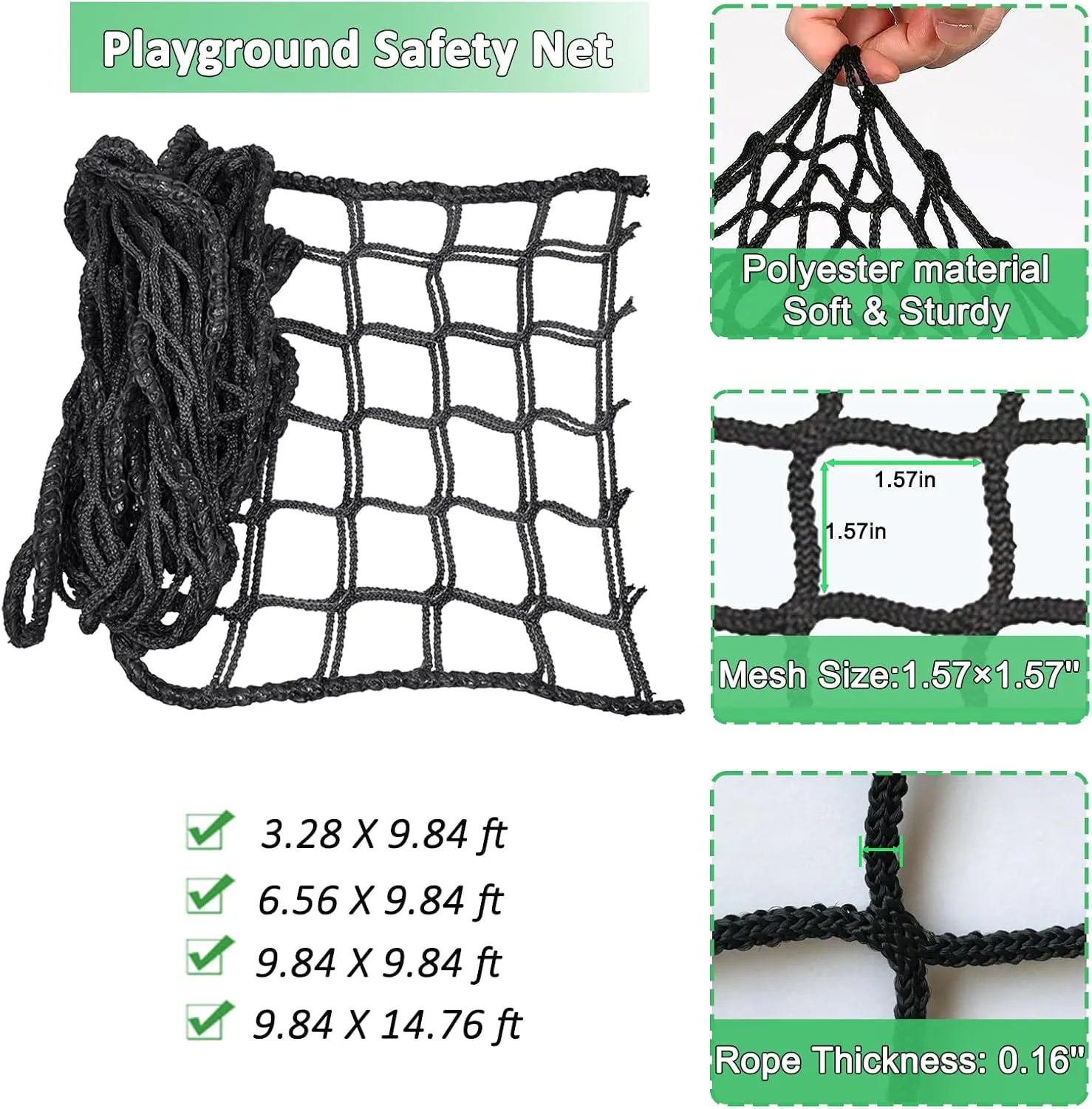 Climbing Net for Kids Double Layers Playground Safety Net Polyester Climbing Cargo Net Rope Bridge Nets for Treehouse Backyard Monkey Bars