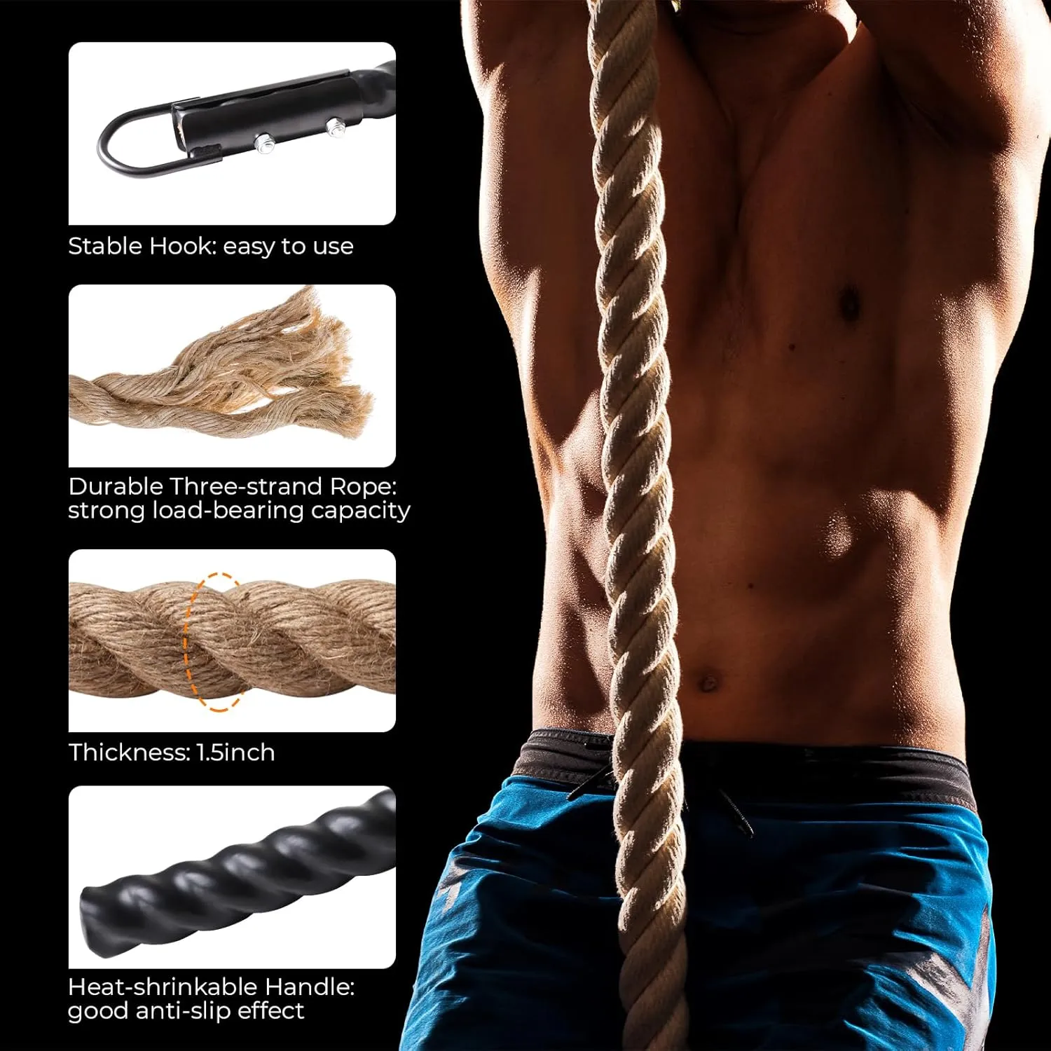 Climbing Rope Gym Climbing Rope for Fitness and Strength Training, Rock Climbing and Home Workouts Adult Climbing Rope Kids Outdoor Climbing Rope or Home Indoor Climbing Rope