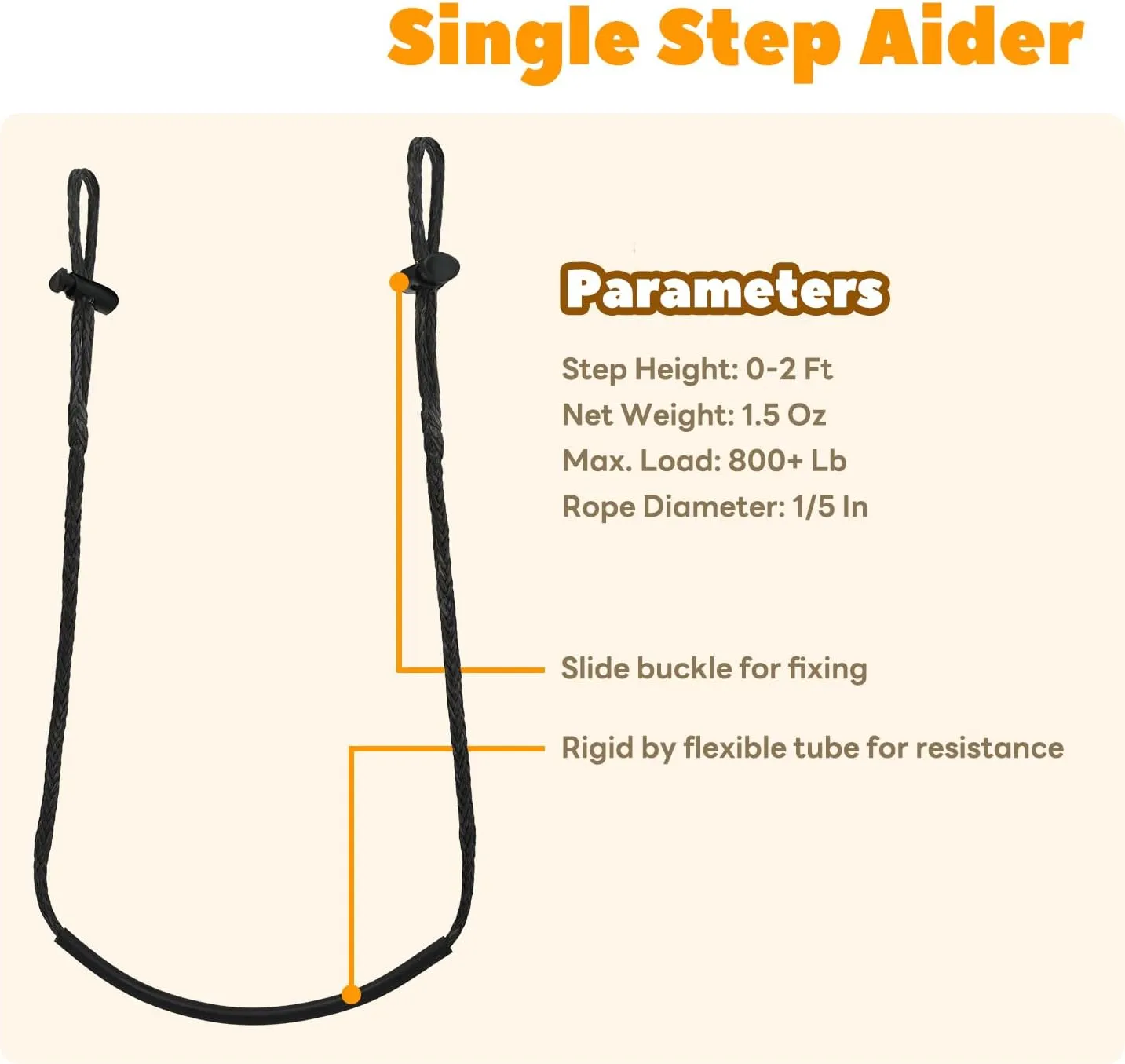 Climbing Stick Aider for Hunting, Daisy Chain Single/Double Step Aider, Hand-Braided Lightweight Rope Ladder Tree Stand Step