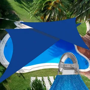 Coarbor 20'x20'x20' Sun Shade Sail A Ring Design Steel Cable Wire Reinforcement Canopy Super Heavy Duty Strengthen Shades for Outdoor Patio Deck Yard Garden-Blue