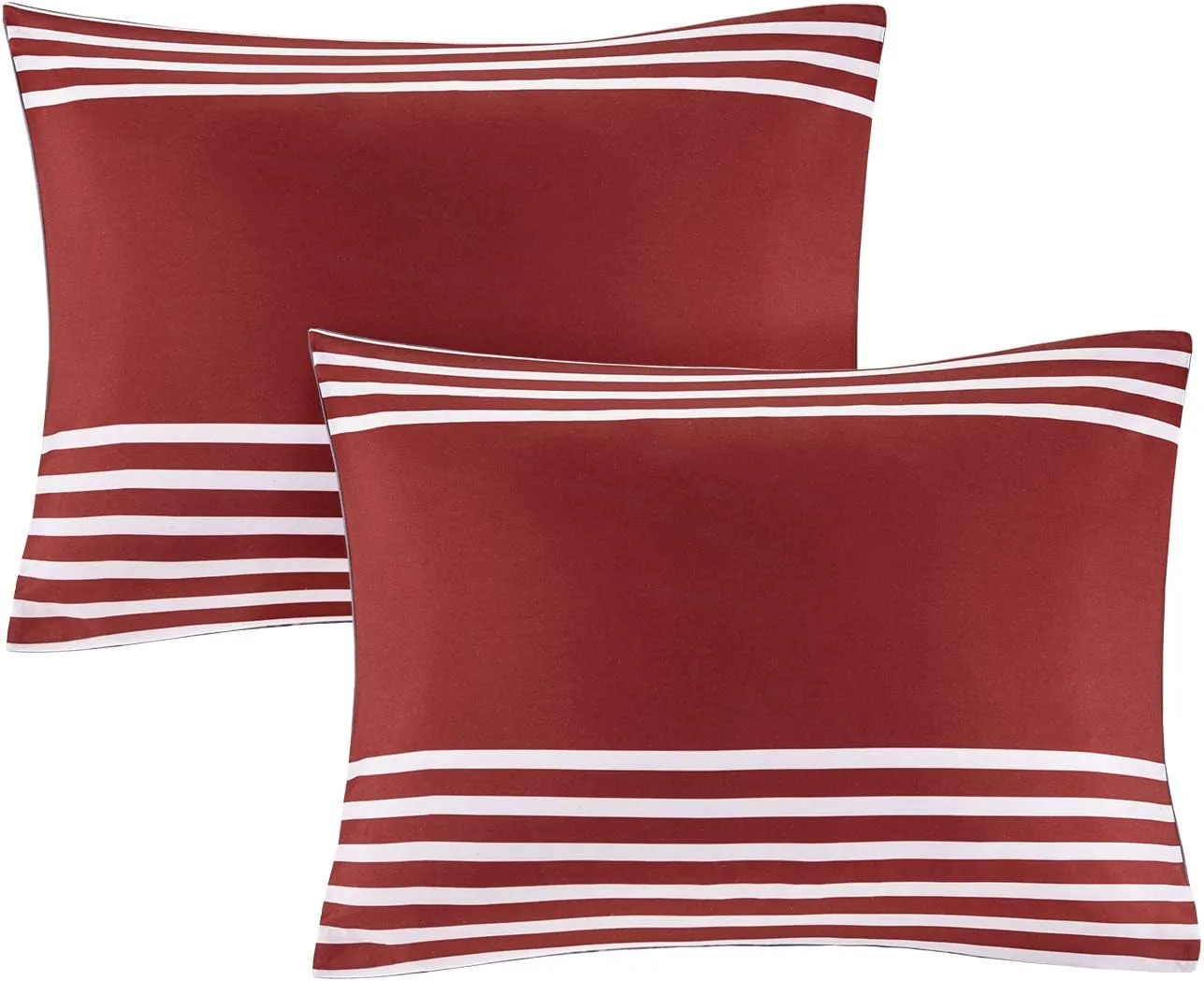 Comfort Spaces Comforter Sets with Sheets - Bed in a Bag 9 Pieces Teen Bedding Sets , Red and Grey Stripes Bedding Full, College Full Bed Set with 2 Side Pockets Bedroom Organizer