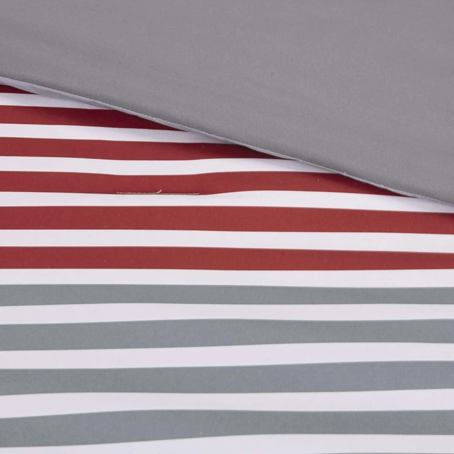 Comfort Spaces Comforter Sets with Sheets - Bed in a Bag 9 Pieces Teen Bedding Sets , Red and Grey Stripes Bedding Full, College Full Bed Set with 2 Side Pockets Bedroom Organizer