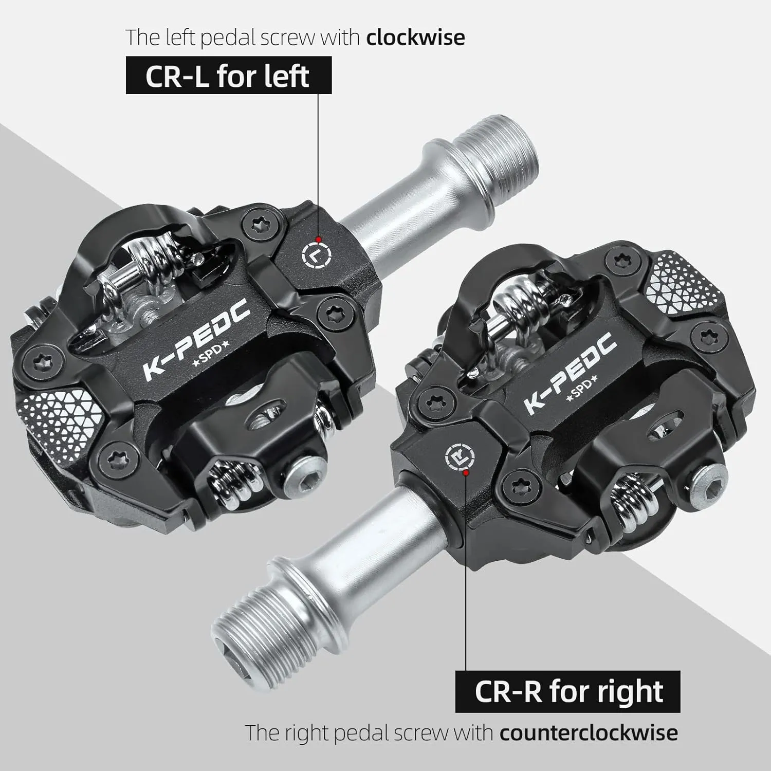 Compatible Clipless MTB Mountain Bike Pedal Dual Sided Lightweight Aluminum 9/16″ Platform Bicycle Pedals with Cleats for Road
