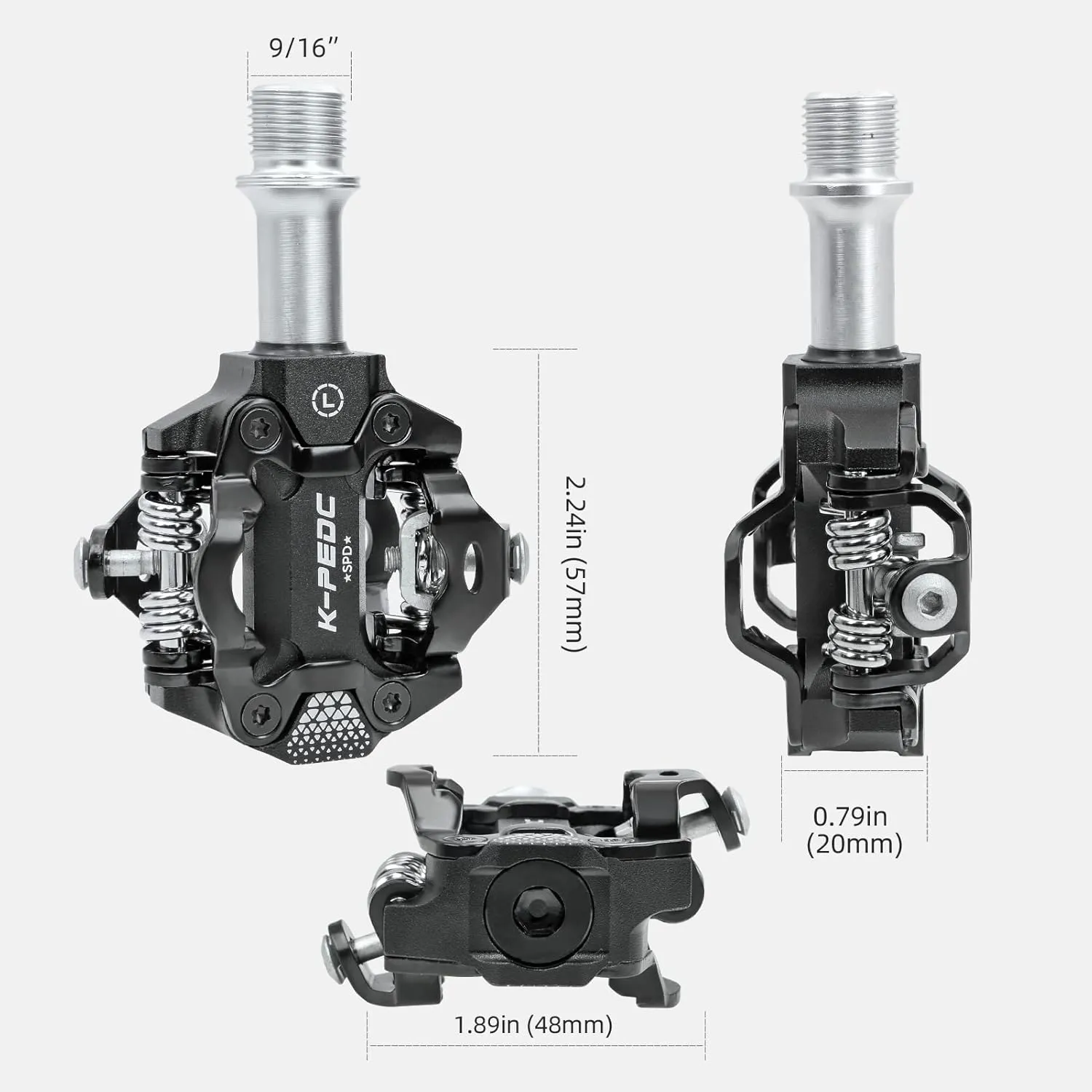 Compatible Clipless MTB Mountain Bike Pedal Dual Sided Lightweight Aluminum 9/16″ Platform Bicycle Pedals with Cleats for Road